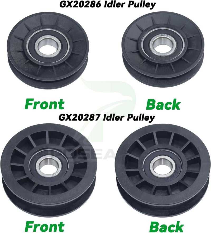 POSEAGLE GX20286 V Idler Pulley with GX20287 Flat Idler Pulley UC30568 Belt and Hardware Kit Replaces AUC20392 AUC20393 for John Deere D105 D140 D155 L100 L111 L118 L120 L130 La145 Lawn Decks - Image 4